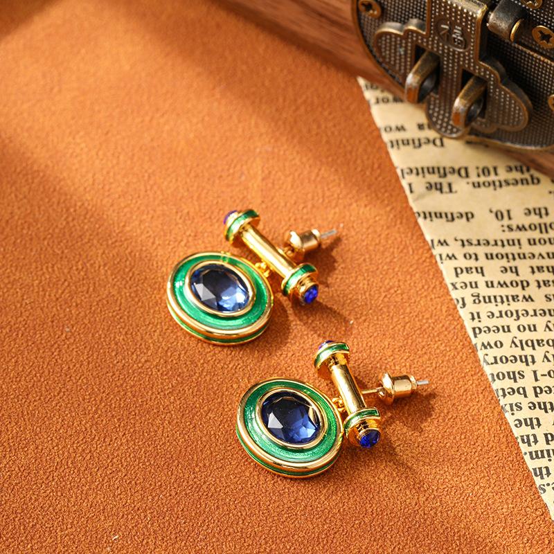 SUYU Fashion Geometry Drop Glaze Enamel Earrings Light Luxury Temperament Simple And Generous Fashion Earrings
