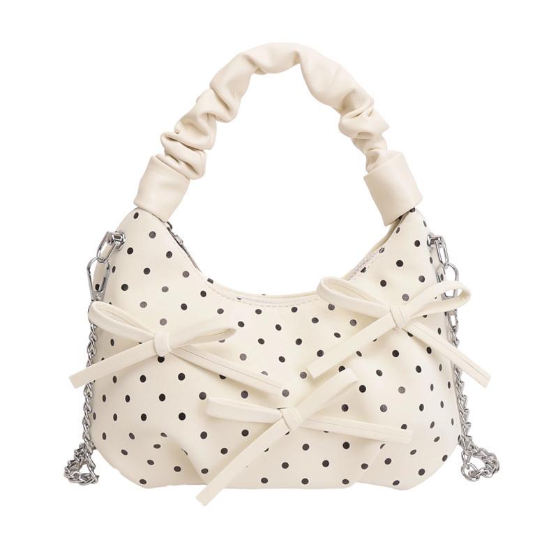 Korean version bow polka dot bag women's new fashionable foreign style chain bag small fresh mini messenger bag