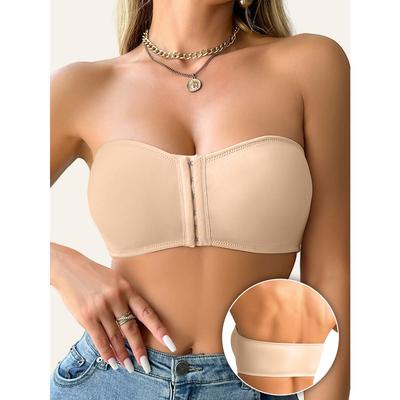 Nahtloser trägerloser Etui-BH mit herausnehmbaren Polstern – atmungsaktiv, hochelastische Nylonmischung für Damen | ideal für Freizeitkleidung und Yoga, kontrastierende Farben