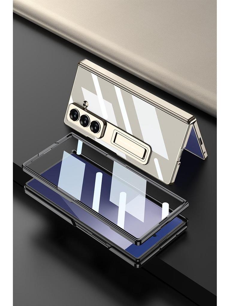 Samsung Z Fold7 Magnetisches Scharnier Schutzhülle mit Ständer und Transparenter Schale