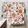 1pc rose daisy and autumn leaves watercolor pattern shower curtain, polyester fabric, machine washable, suitable for bathroom
