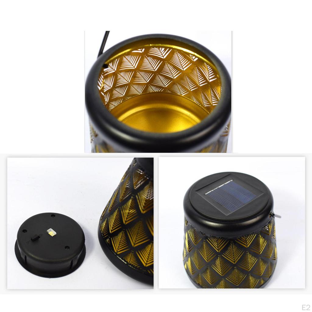 Garden Patio Hanging Solar Lantern Metal Craft Waterproof Hollow for Outdoor Pathway Walkway