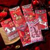 Year of the Horse Lucky Red Envelope: Cute Hand-Drawn Spring Festival Money Bag with Flat Embroidery Style