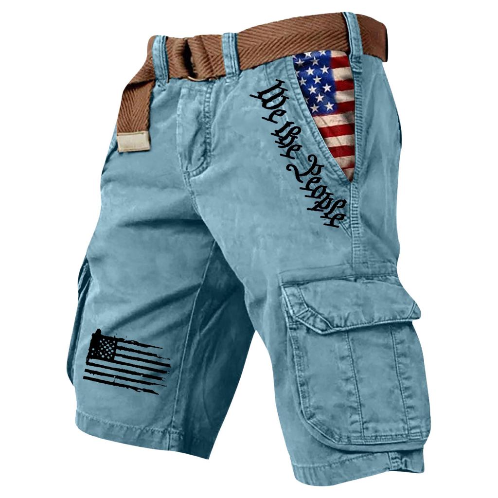 Men's Summer Printed Outdoor Shorts Men's Loose Multi-Pocket Shorts