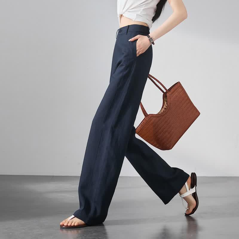 SOFSIL 2026 High-Waist Linen Wide-Leg Casual Pants