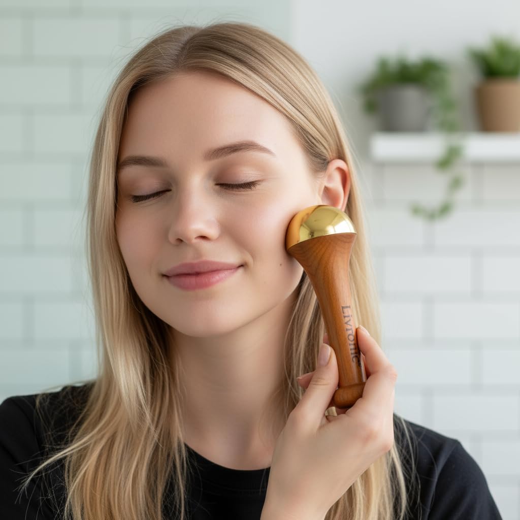 Ayurvedic Kansa Wand Massager for Face, Body & Foot | Kansa Vati Foot Massager with Teak Wooden Handle | for Body Wellness, Detox & Relaxation
