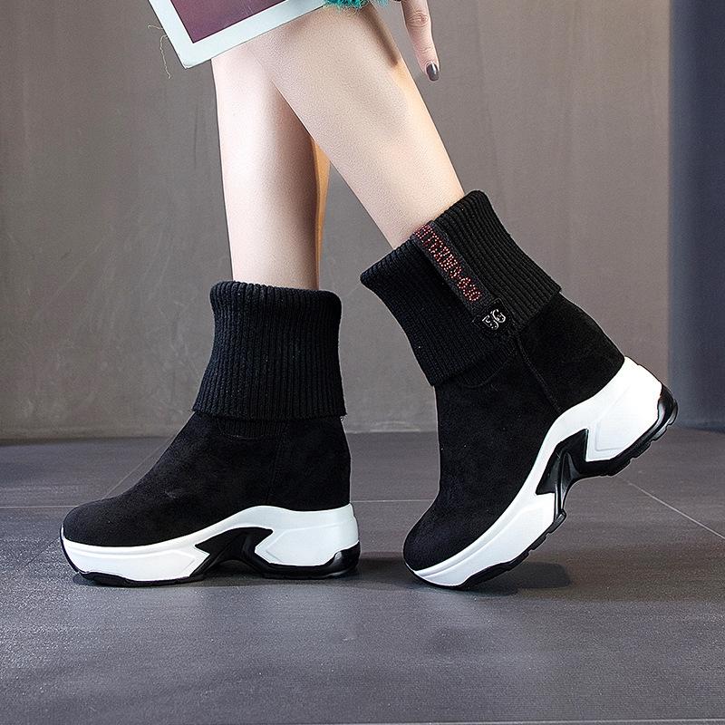 Martin boots women's autumn and winter new thick-soled inner height increase women's shoes versatile casual elastic socks boots