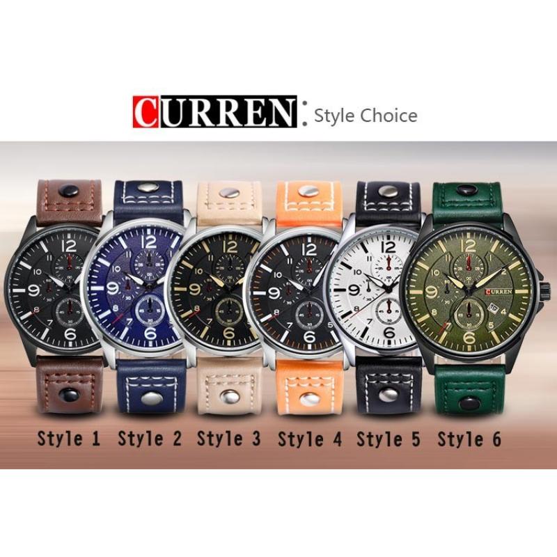 CURREN New Top Men's Watches Quartz Movement Genuine Leather Strap Men's Casual Watches