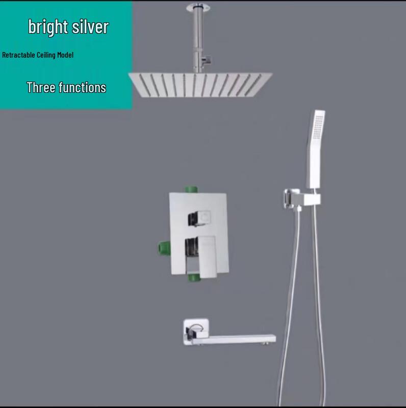 Потолочный душевой смеситель Shengbai Черно-серебристый