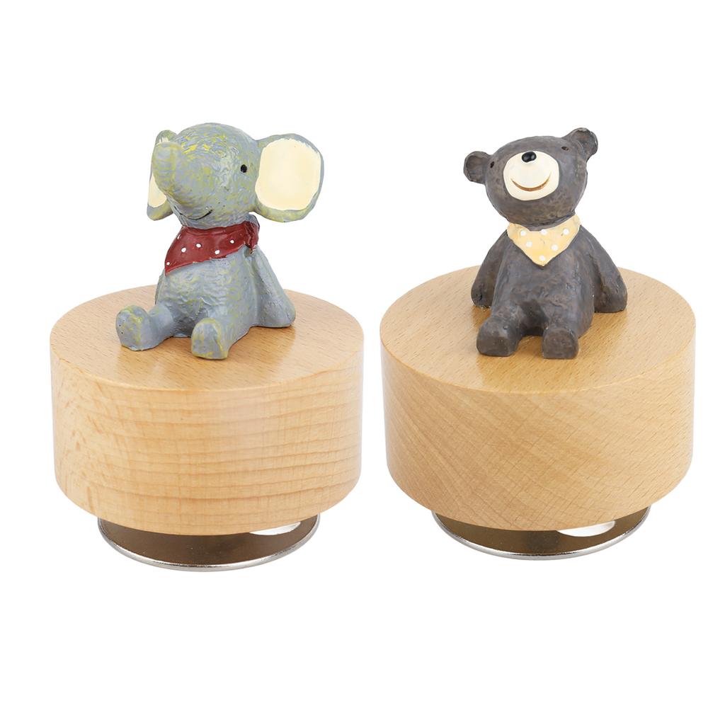 Music Box Round Shape Animal Style Pleasing Melody Exquisite  Wooden Musical Box for Kids Fam