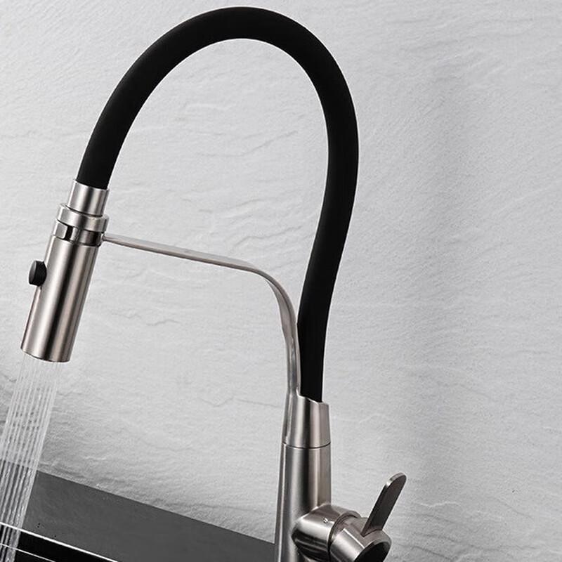 TLXT Black Pull-Out Kitchen Faucet