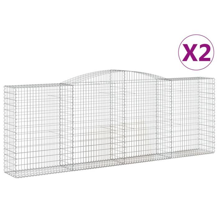 VidaXL Paniers à gabions arqués 2 pcs 400x50x140/160 cm Fer galvanisé, gabion, cage de gabion, panier de mur de gabion, mur 3147022