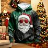 Men's Long Sleeve Hooded Sweatshirt with Christmas Graphic Print, Casual Pullover for Holiday and Winter Wear