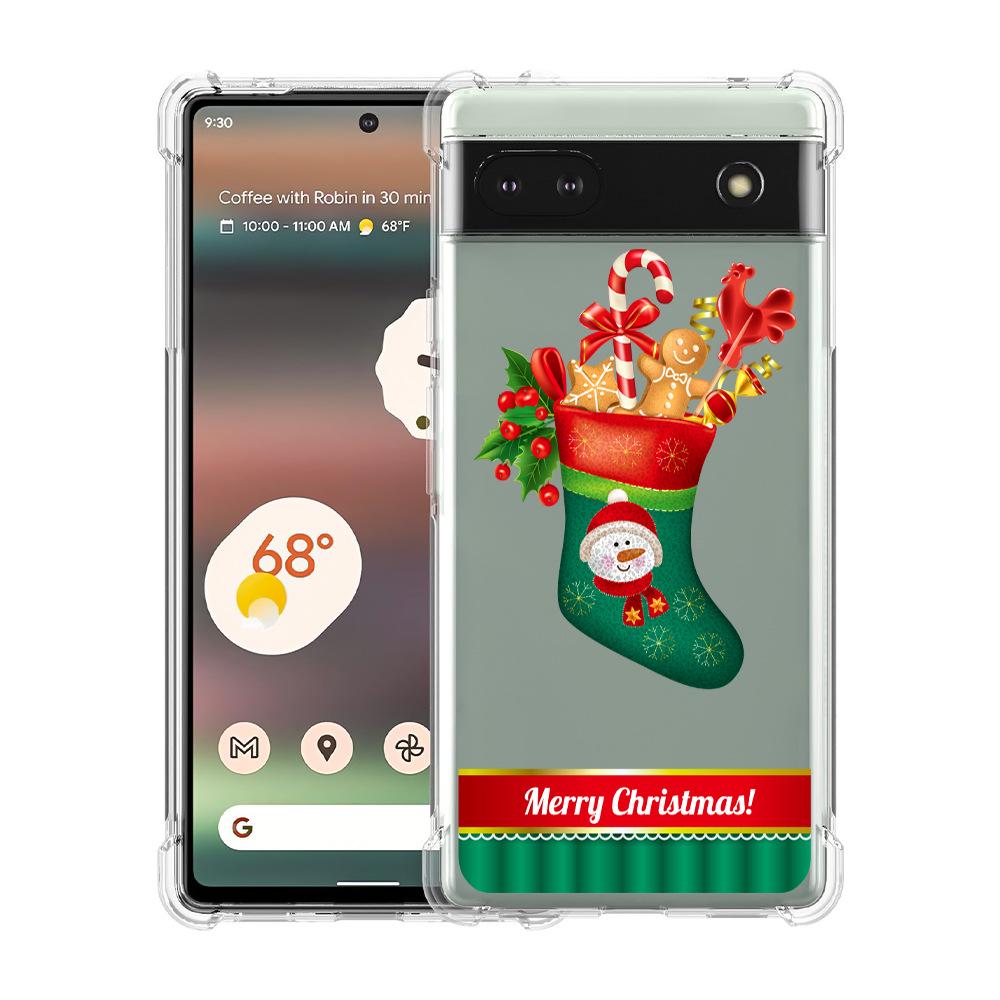 Christmas Four-Corner Drop-Proof TPU Case for Google Pixel 8 Mobile Phone - Festive Design
