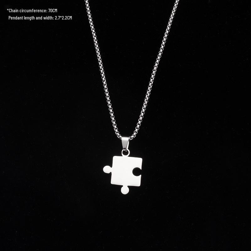 

Ожерелье-пазл унисекс: Цепочка из титановой стали в стиле хип-хоп — устойчивая к выцветанию парная подвеска, летнее украшение в холодном стиле.