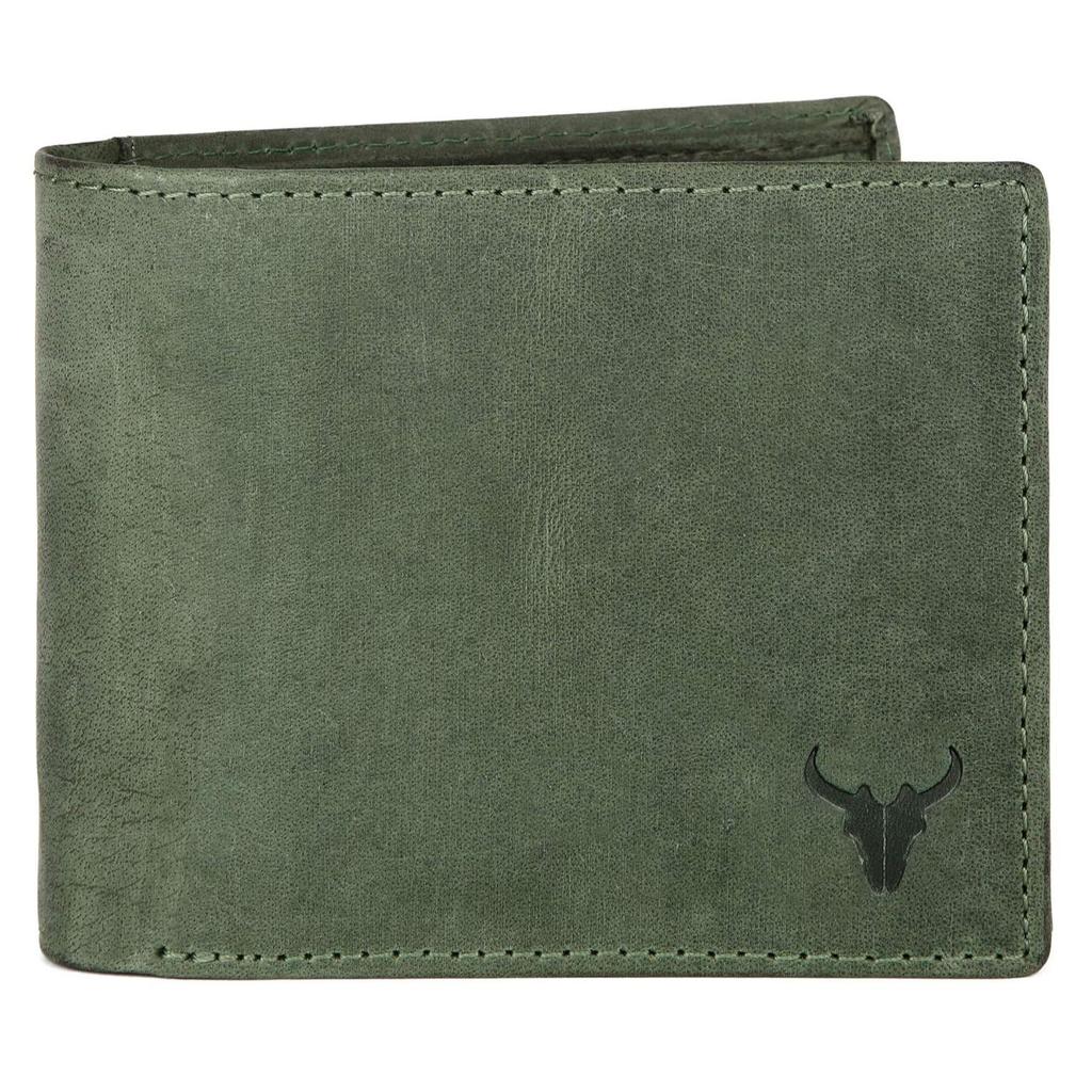 Leather Wallet for Men I Handcrafted I Credit/Debit Card Slots I 2 Currency Compartments I 2 Secret Compartments (Green Hunter)