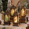 Christmas Gift Hollow Water-filled Small Wind Lantern Santa Claus Decorative Gift Ornaments Christmas Wind Lantern Snow Night Light