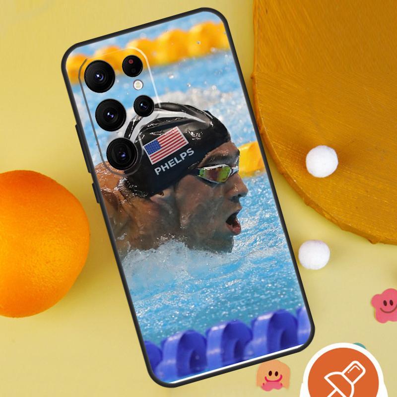 Michael Phelps Swimming Phone Case For Samsung Galaxy S25 Ultra S24 S23 S22 S21 Ultra S9 S10 Plus S20 FE Funda Cover