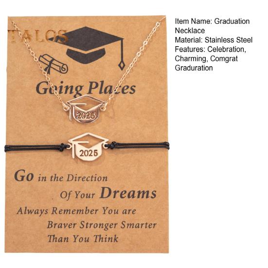 Set di Gioielli per la Laurea 2025 Set Collana Bracciale in Acciaio Inossidabile con Biglietto Regali di Laurea per Amici Classe del 2025