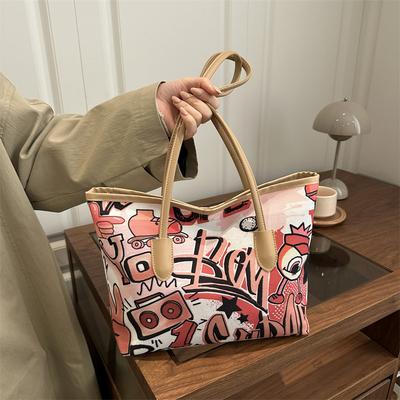 Bags Women'S Fashion Graffiti Printed Shoulder Handbag Large Capacity Portable Commuter Underarm Bag