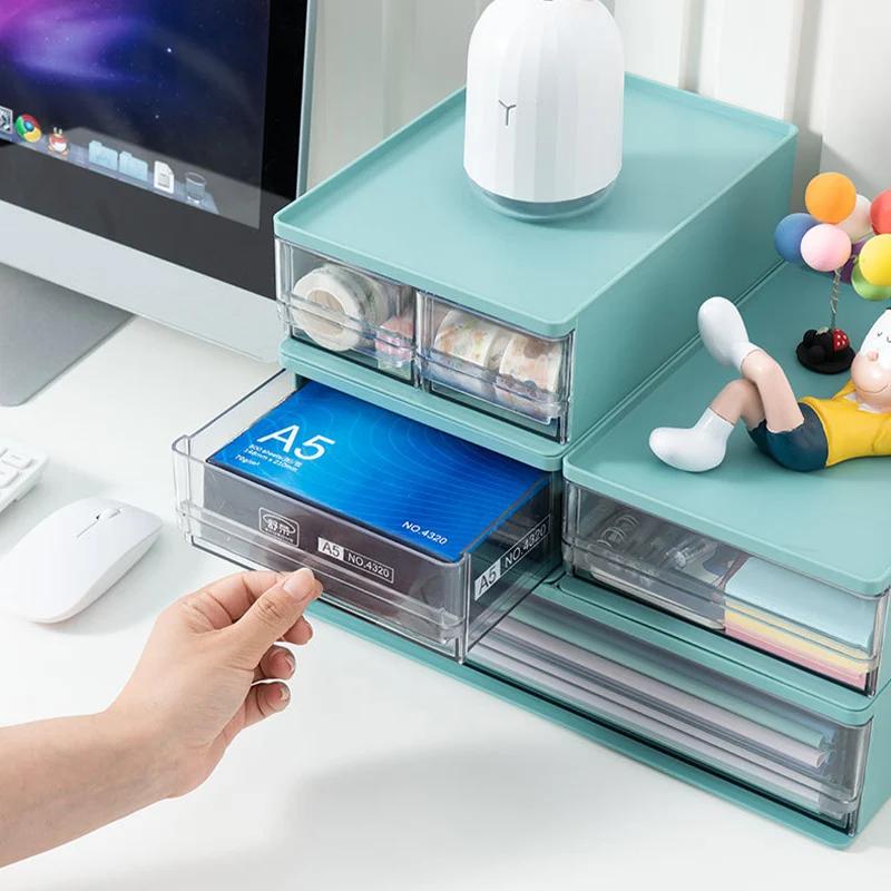 Desktop Stackable Storage Drawer Home Office Stationery A4 A5 Paper Documents Storage Box Makeup Cosmetics Organizer