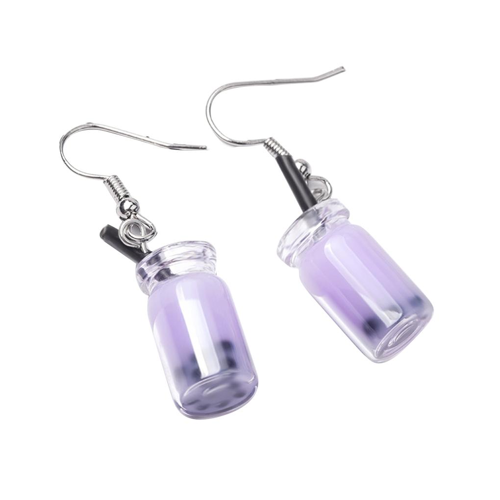 

1 Pair Accessory Hanging Gifts Dangle Ear Pendants Milk Fashion Favors Party Funny Girl Tea Earrings Drops Food for Women фіолетовий