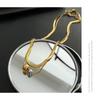 Punk Double Layer Choker Necklace for Women Snake Blade Chain Stainless Steel Bead Ball Pendant Minimalist Fashion Jewelry