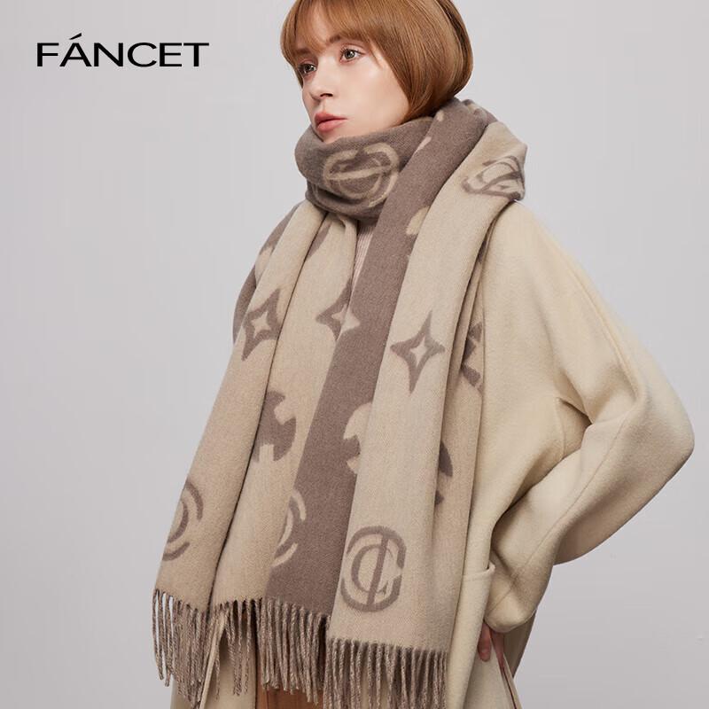 FANCET Women's 100% Wool Jacquard Scarf & Shawl