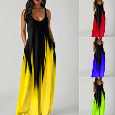 Moda Donna Estate Primavera Colore Unico Stampa Bretelle Senza Maniche Vita Alta Abiti Casual
