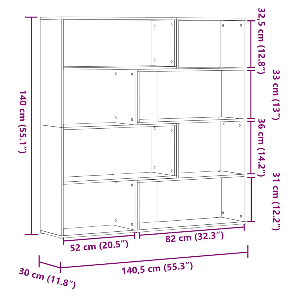 Libreria Angolare 4 Ripiani Grigio Sonoma 85 x 85 x 140 cm Truciolato