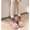Leather Martin boots women's 2025 spring and autumn new pink small British style short boots thick-soled explosive big yellow boots