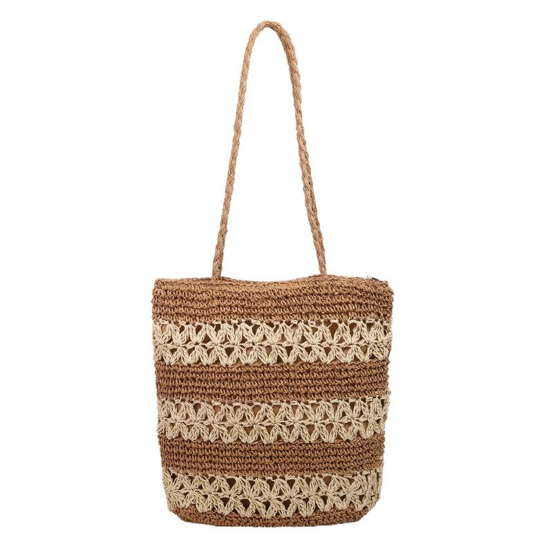 

Versatile hollow straw bag women s new summer shoulder handwoven bag vacation beach bag Versatile women s bag zipper хаки