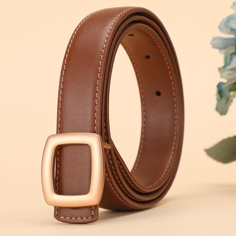 Women'S Leather Belt Wind Belt Women'S Decoration Simple Business Matte Alloy Cowhide Pants Belt