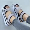 New Sandals Women's Large Size Thick-soled Round Head Cross-buckle with Color Matching Velcro Beach Sandals