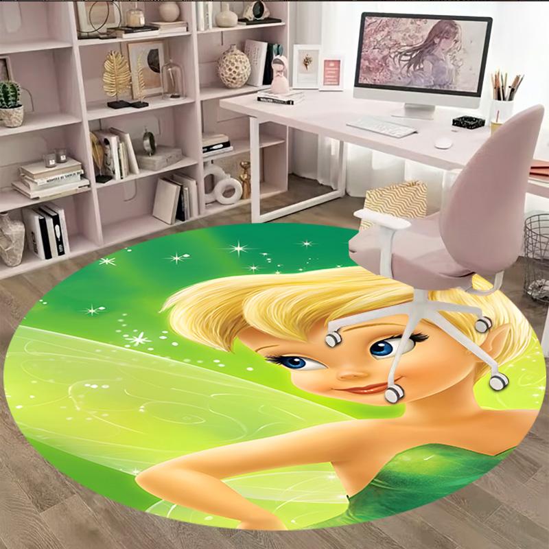 1pc T-Tinkerbell Carpet, Round Rug, Comfortable, Suitable for Entryways, Living Rooms, Office, And Bedrooms, Christmas Decoration
