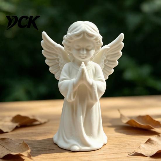 3D Printed PLA Art Praying Angel Figurine, White Statue, DIY Paintable Holy Figurine Cherub Sculpture, Christmas Tabletop Home Office Decor, Religious