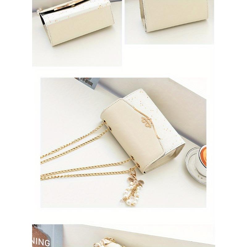 Festive Mini Shoulder Bag with Sparkling Details - PU Material, Lightweight, Adjustable Strap, and Magnetic Closure