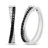 Classic Silvery Plated Round Black Synthetic Zirconia Hoop Earrings for Women  Exquisite Wedding Jewelry Accessories Gift