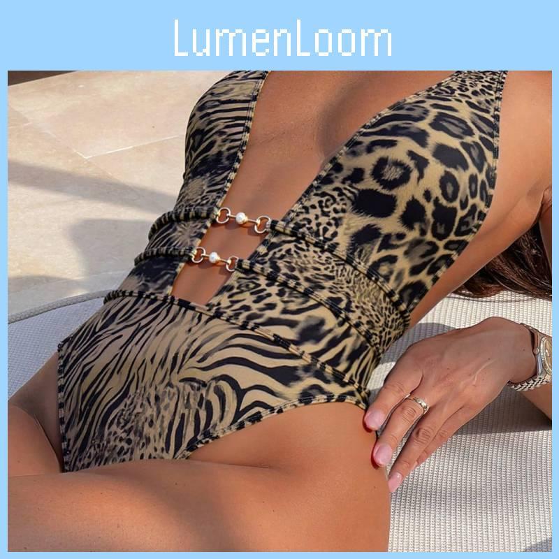 Leopard Print Swimsuit For Women With Polyester Fabric For Water Sports And Beachwear