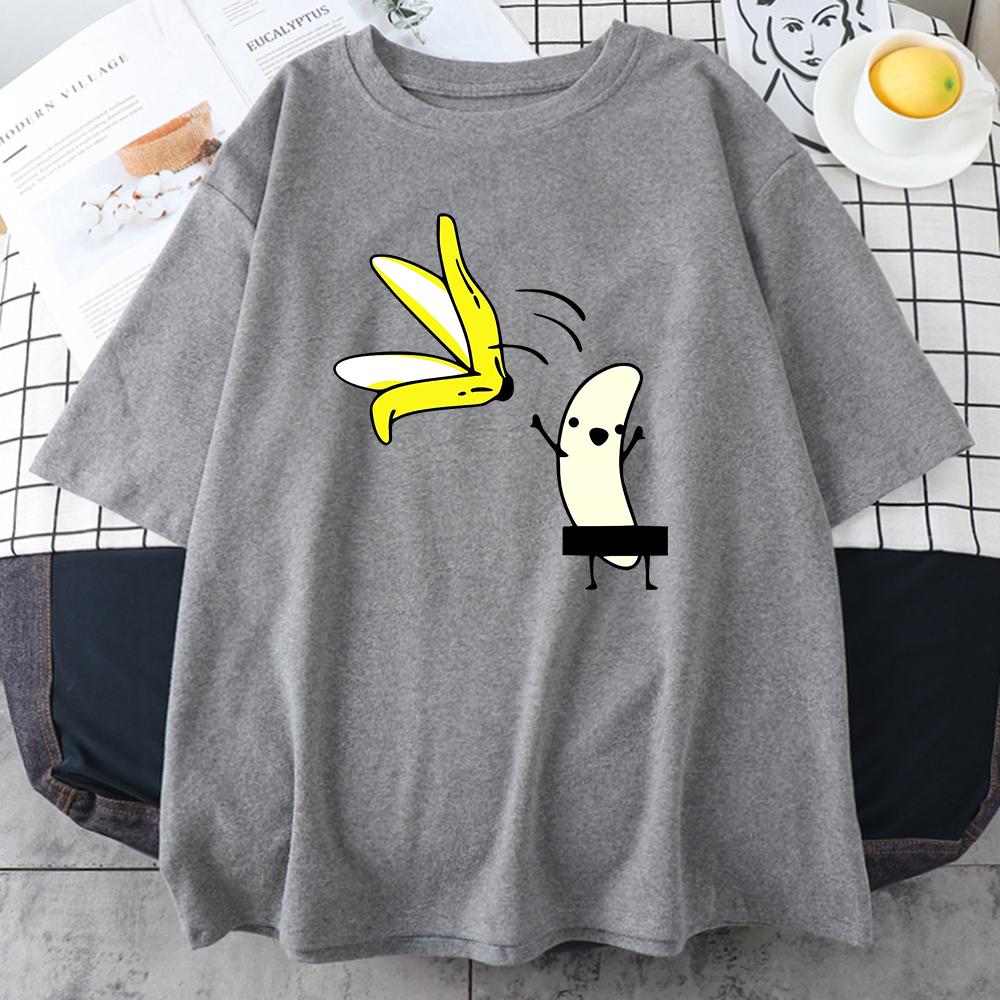 Men Banana Disrobe Overcoat Funny Print T-shirt Summer Humor Joke Hipster T-Shirt Soft Cotton Street T Shirts Outfits Streetwear