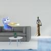 Modern Cat Resin Tray Sculpture with African Tribal Lady Figurine for Dining Table Cabinet Shelf