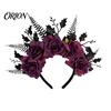 Gothic Hair Accessories for Women Halloween Rose Headband, Flower Leaf Crown Hoops Bands, Black Headband Headpiece Hairband Cosplay Party Dress