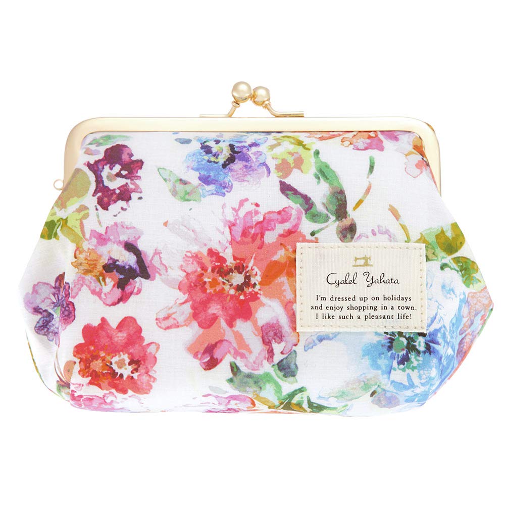 Cute and Stylish Freestanding Makeup Pouch for Women with a Clasp Perfect for Storing Features a Floral Pattern and a White Floral Made In Japan by