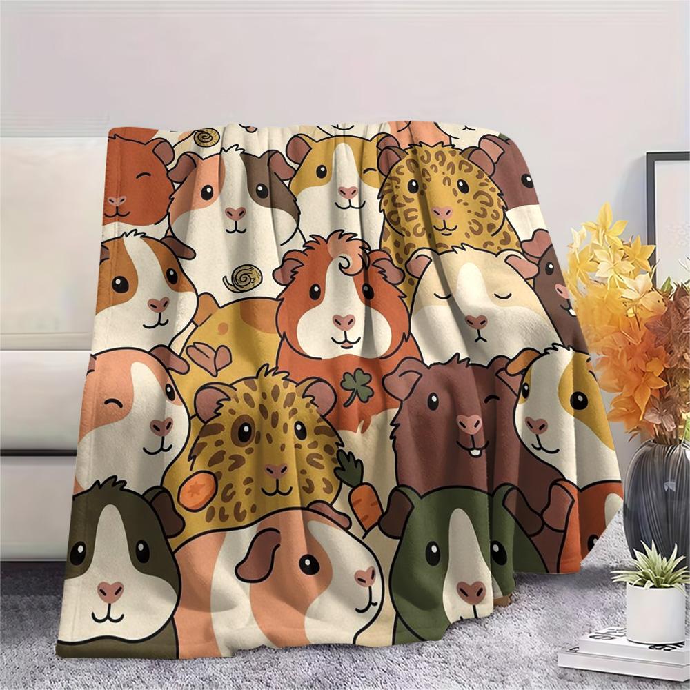 1Pc guinea pig Print Flannel Blanket, High quality Comfortable for All Seasons, Home Decor, Warmth and Comfort, Perfect for Christmas Gifts