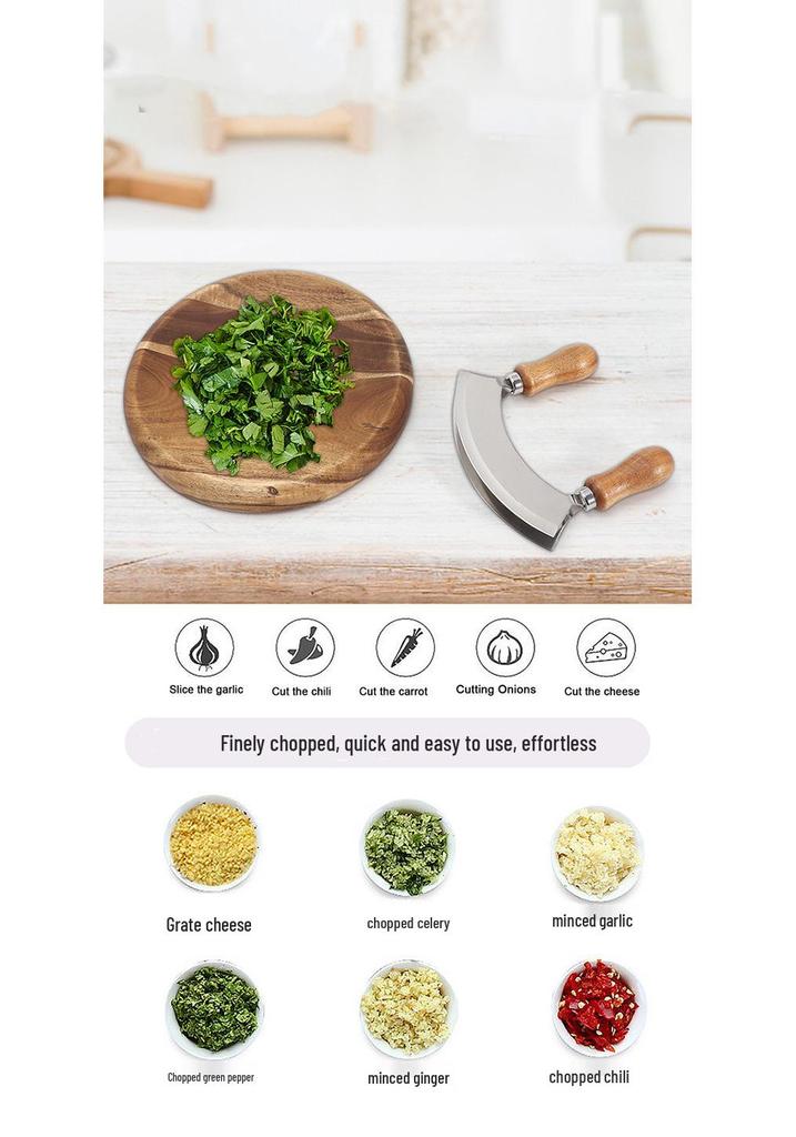 Stainless Steel & Acacia Wood Double-Sided Cutting Board Set with Knives for Vegetables, Herbs, and Fruits