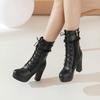 Fashion Princess Lolita Boots Women Motorcycle Boots Autumn Winter Side Zipper Lady Lace Platforms Chunky Heel Party Shoes
