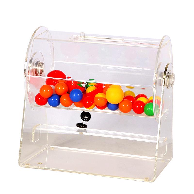 Acrylic Rotating Raffle Cage with Prize Balls and Lottery Tickets