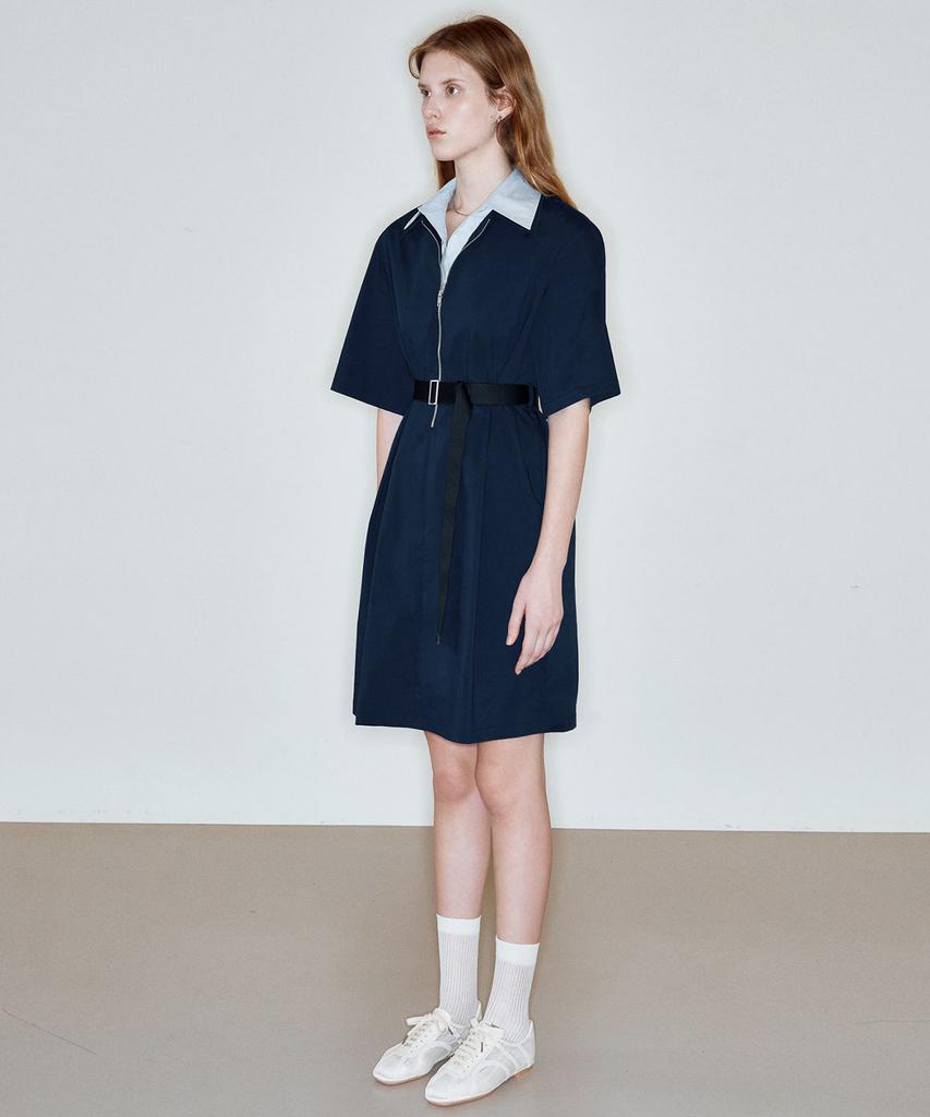 Ssikeoseun Detachable Shirts Collar Dress_Navy