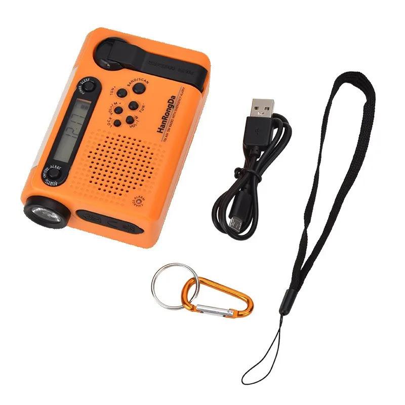 HRD-900 Portable Solar Charging Full Band Radio for Camping Hiking FM AM Radio Flashlight Power Bank Radiogram Radio Solar