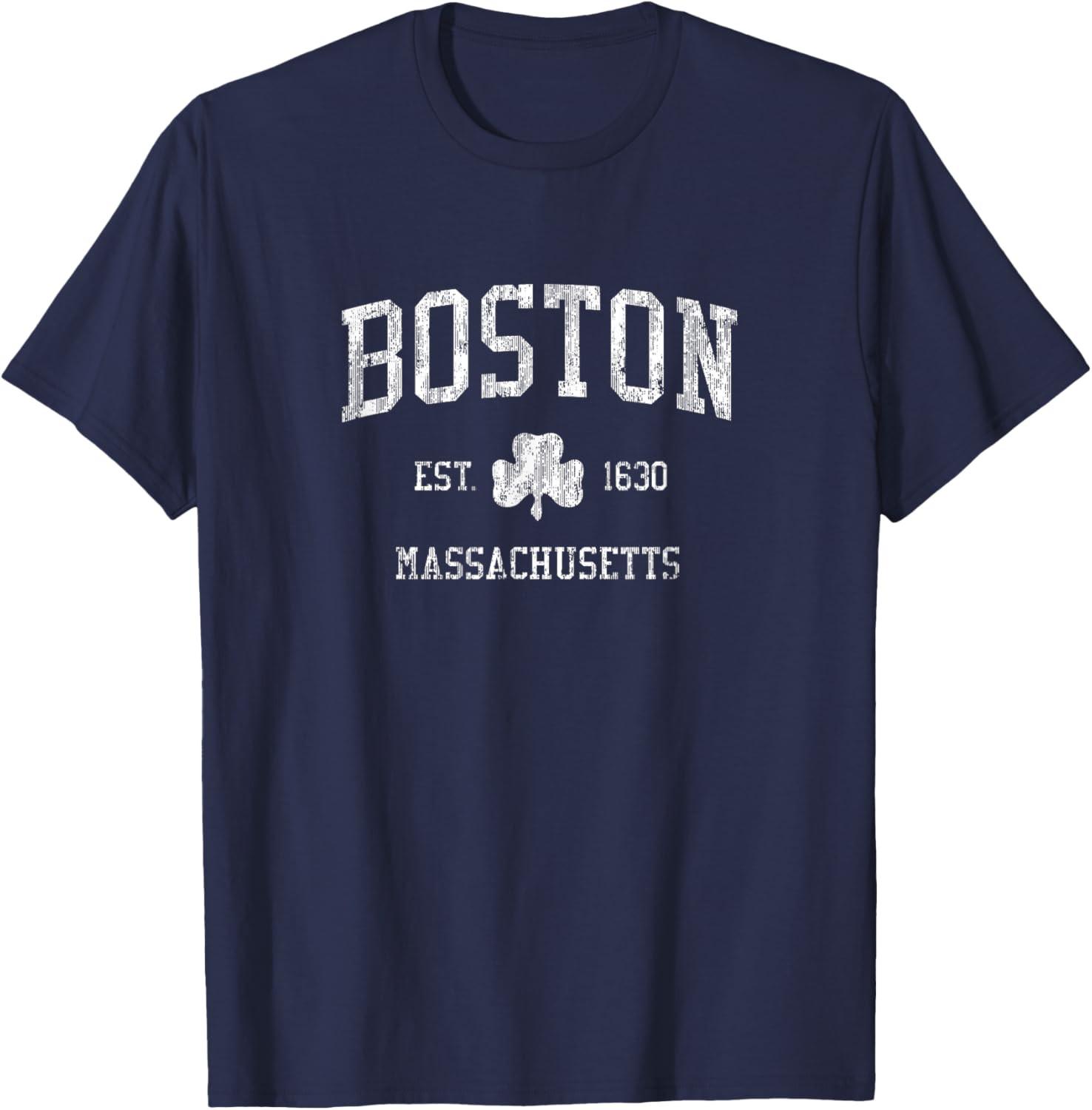 Boston MA T-Shirt Vintage Shamrock Sports Design Tee T Shirt XXXXL